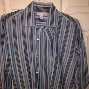 Men's Large blue striped button down dress shirt.